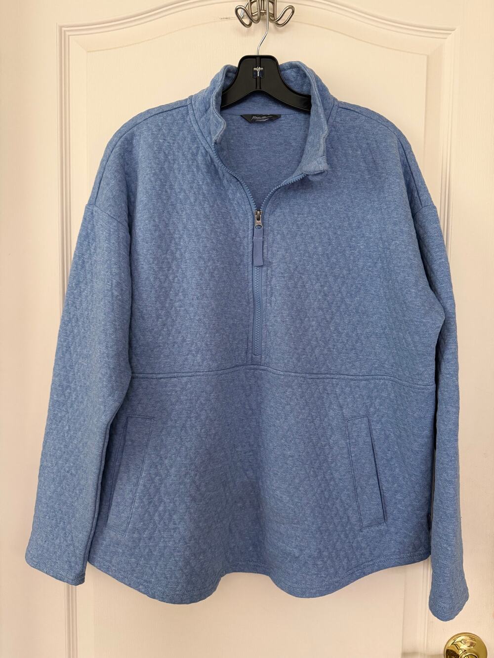 Eddie Bauer Women’s Blue Quilted 1/4 Zip Pullover Sweatshirt No Size